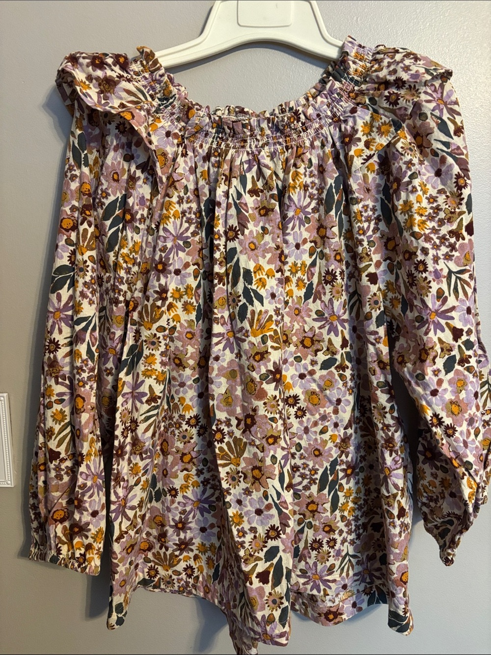 Sonoma Floral Top in Lavender and Mustard